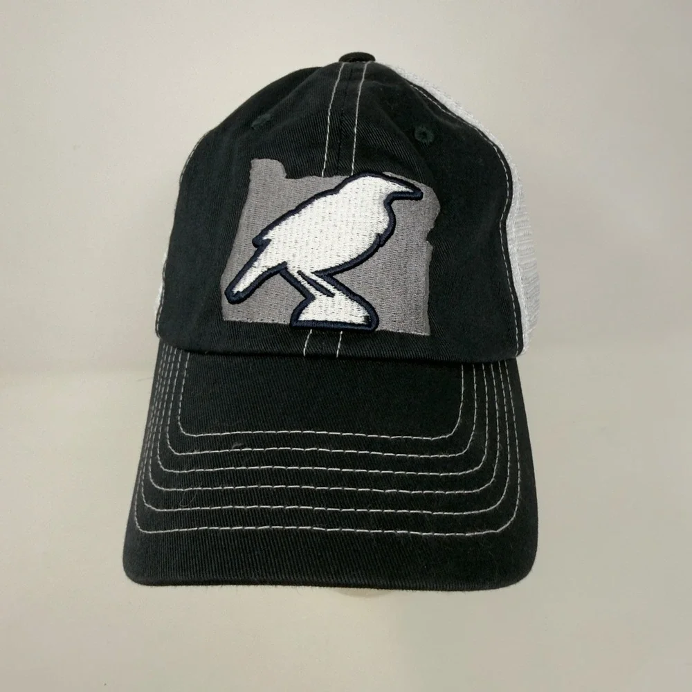 Captivating Oregon OR State Bird Outline Trucker Hat Black White Mesh Snapback‎